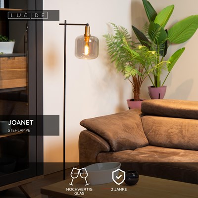 Lucide JOANET - Stehlampe - 1xE27 - Rauchfarbe Grau